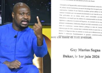 Découvrez le document de 4 pages envoyé par Guy Marius Sagna à la gendarmerie !