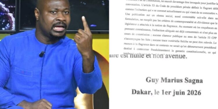 Découvrez le document de 4 pages envoyé par Guy Marius Sagna à la gendarmerie !